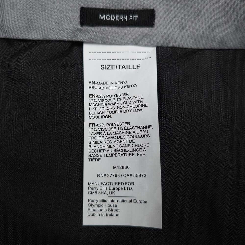 Perry Ellis Mens Modern Fit Dress Pants 36x30 Navy Blue Tonal Grid Plaid Stretch - Picture 8 of 9
